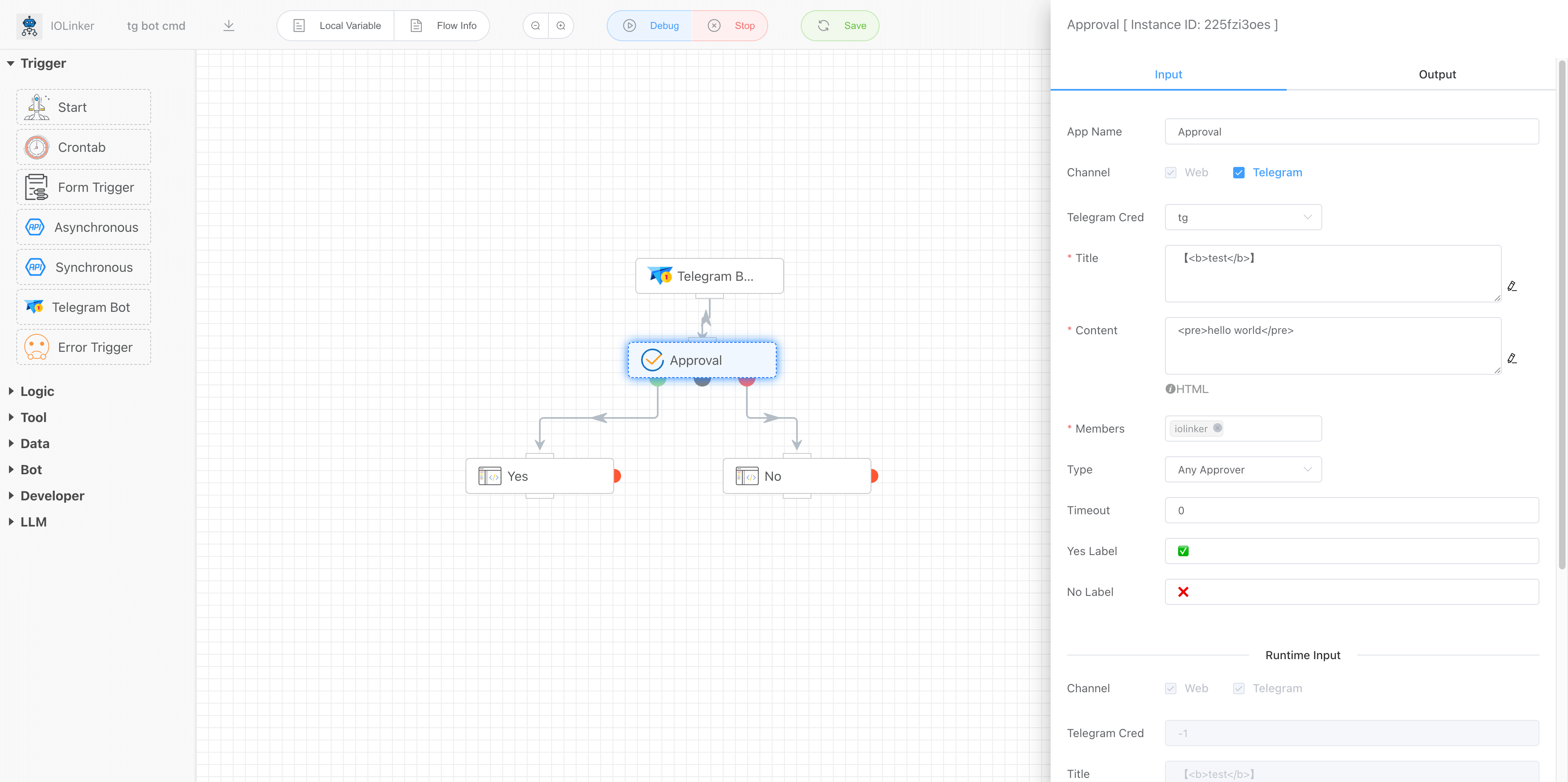 Configure approval, rejection, and timeout branches for Telegram approval Configure approval, rejection, and timeout branches for Telegram approval