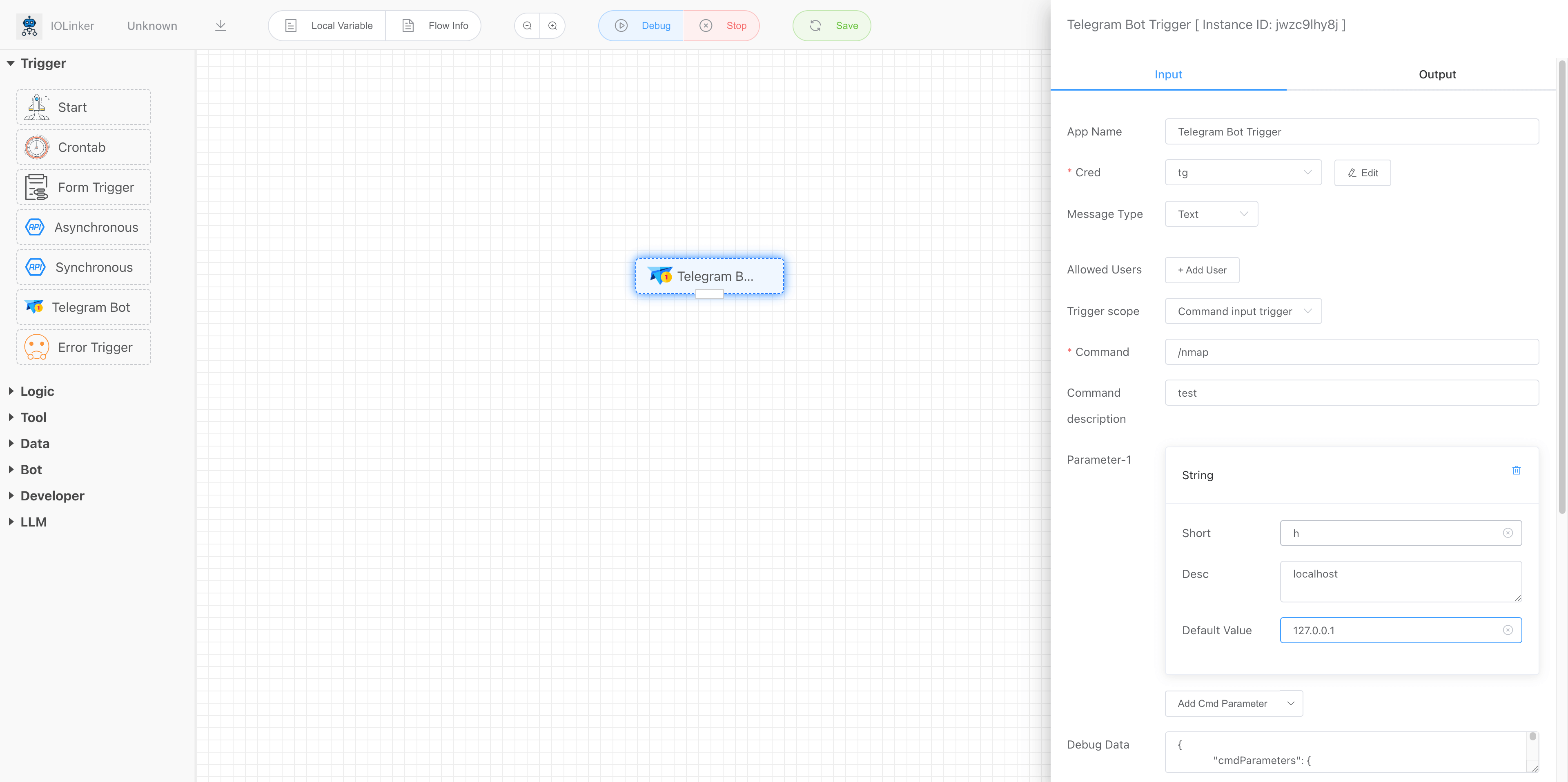Configure Telegram Bot Trigger Settings Page Configure Telegram Bot Trigger Settings Page