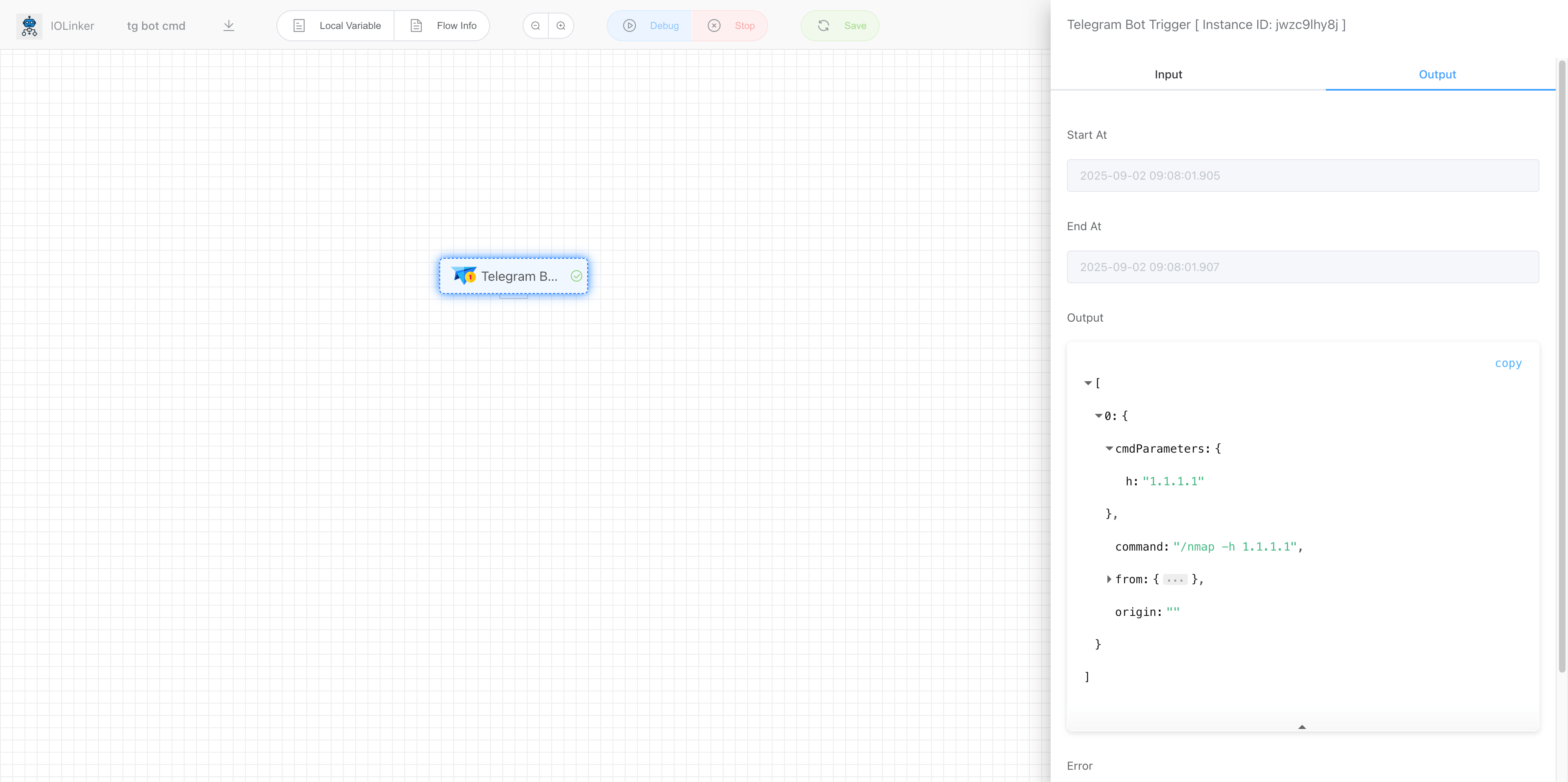 telegram bot execution detail telegram bot execution detail
