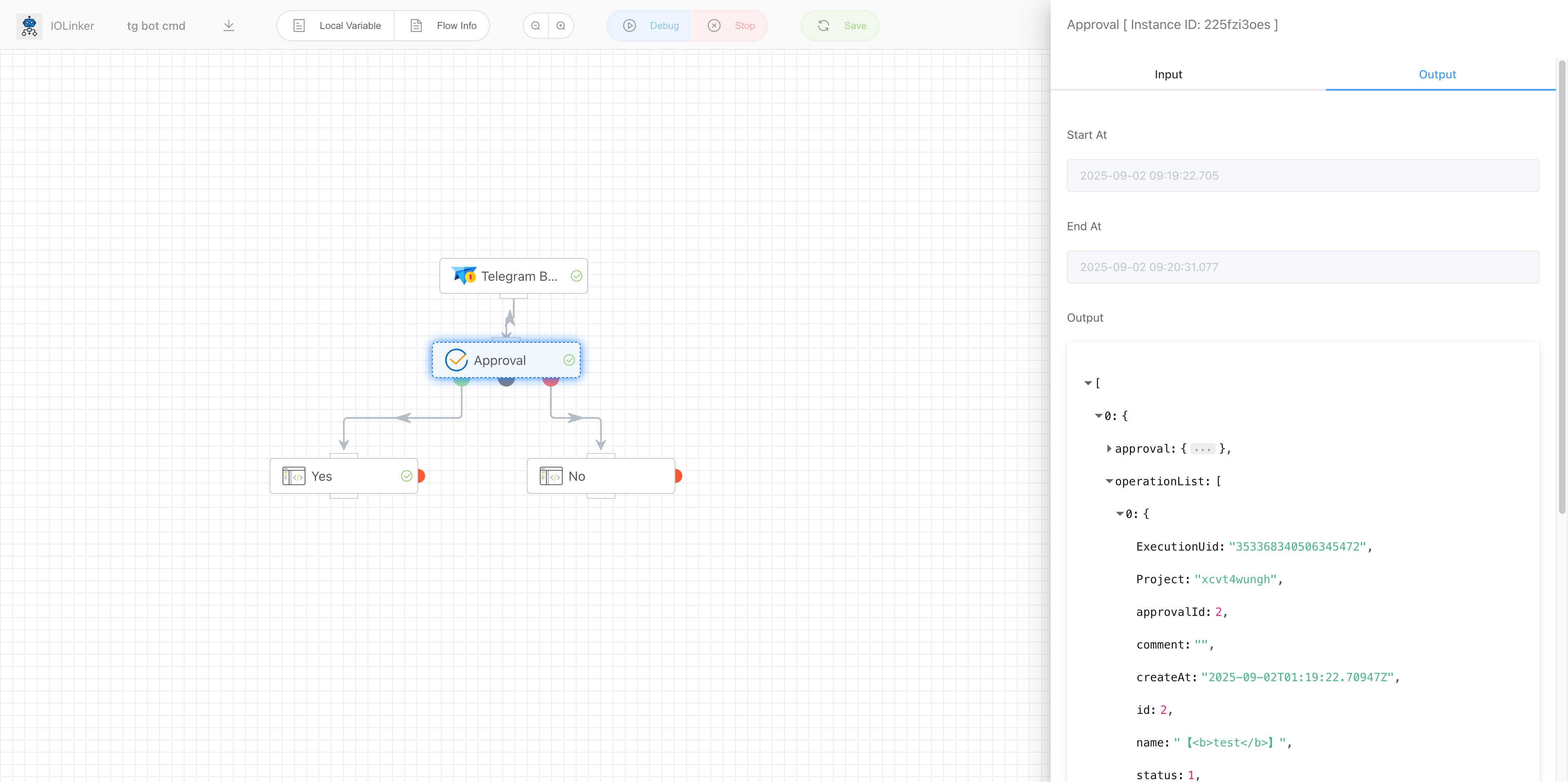 telegram bot execution detail telegram bot execution detail